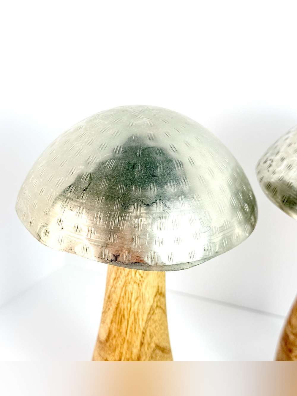 Three Laurel Grove Steel Metal & Wood Toadstool Mushroom Sculpture 10”Home Decor - Picture 4 of 15